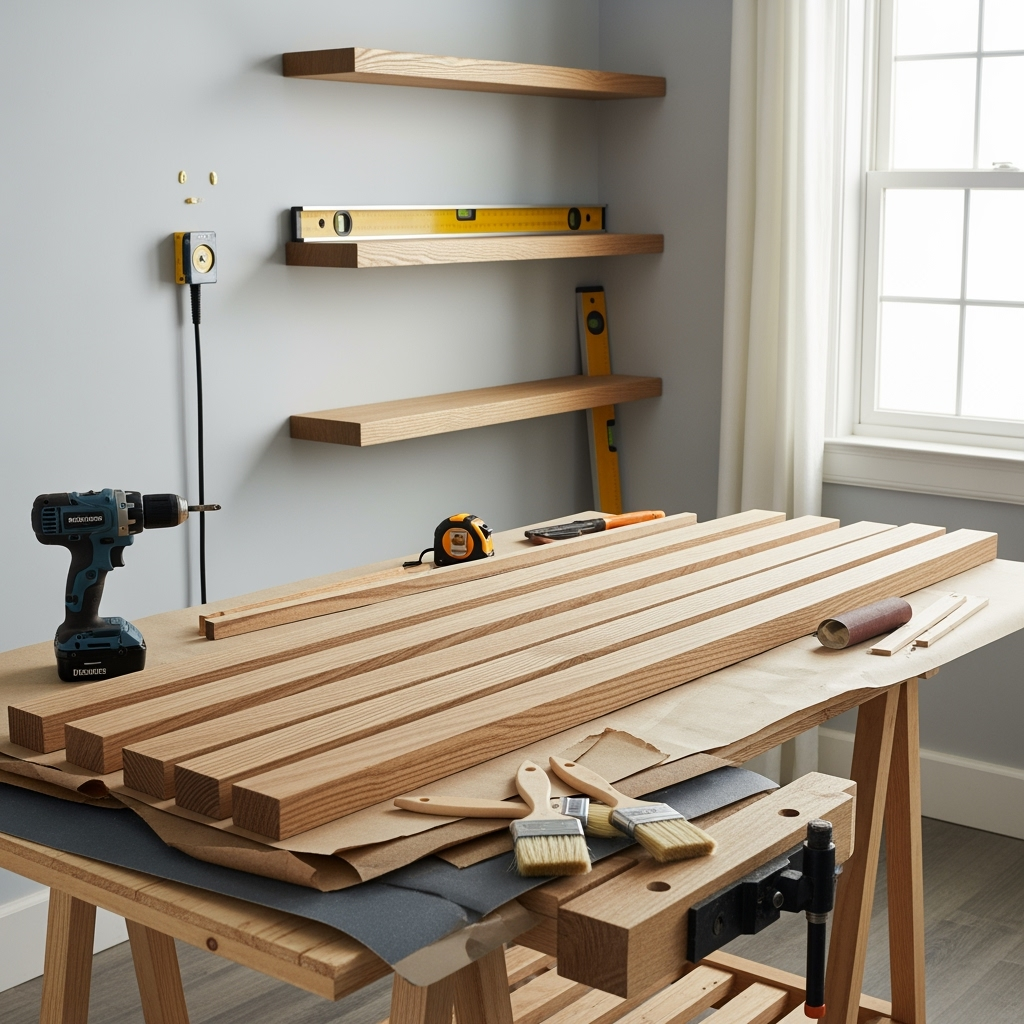 DIY floating shelves