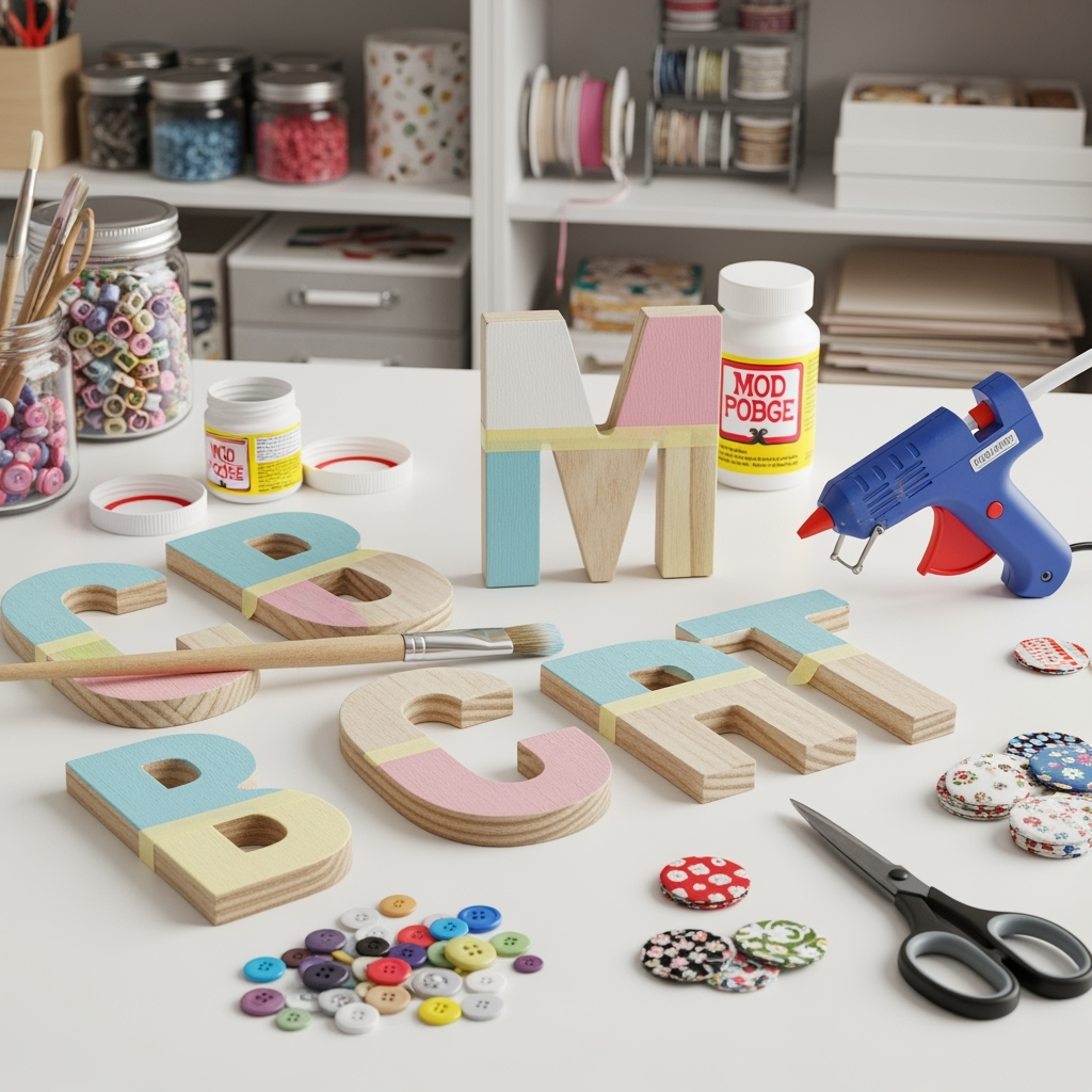 wooden letters decorated