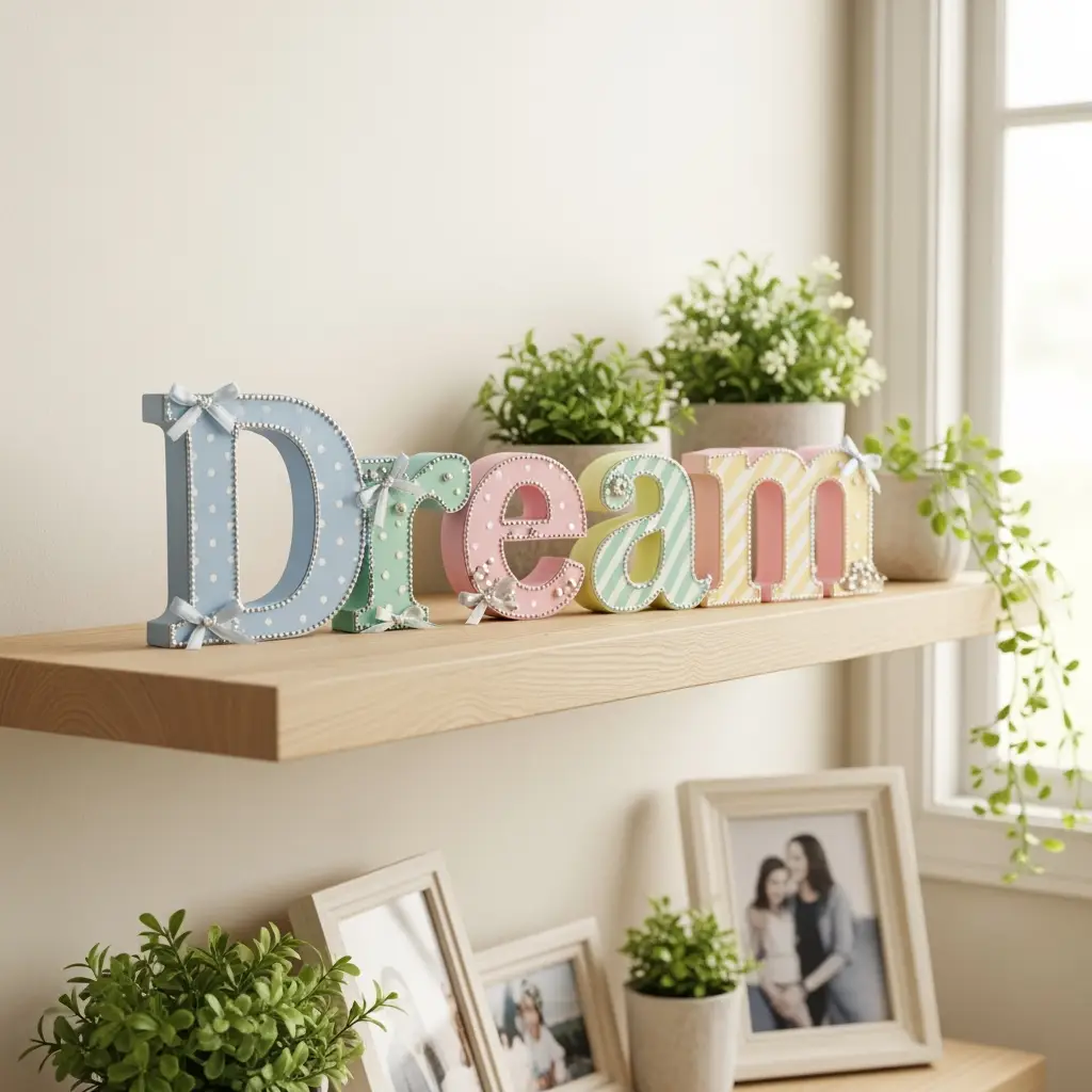 wooden letters decorated